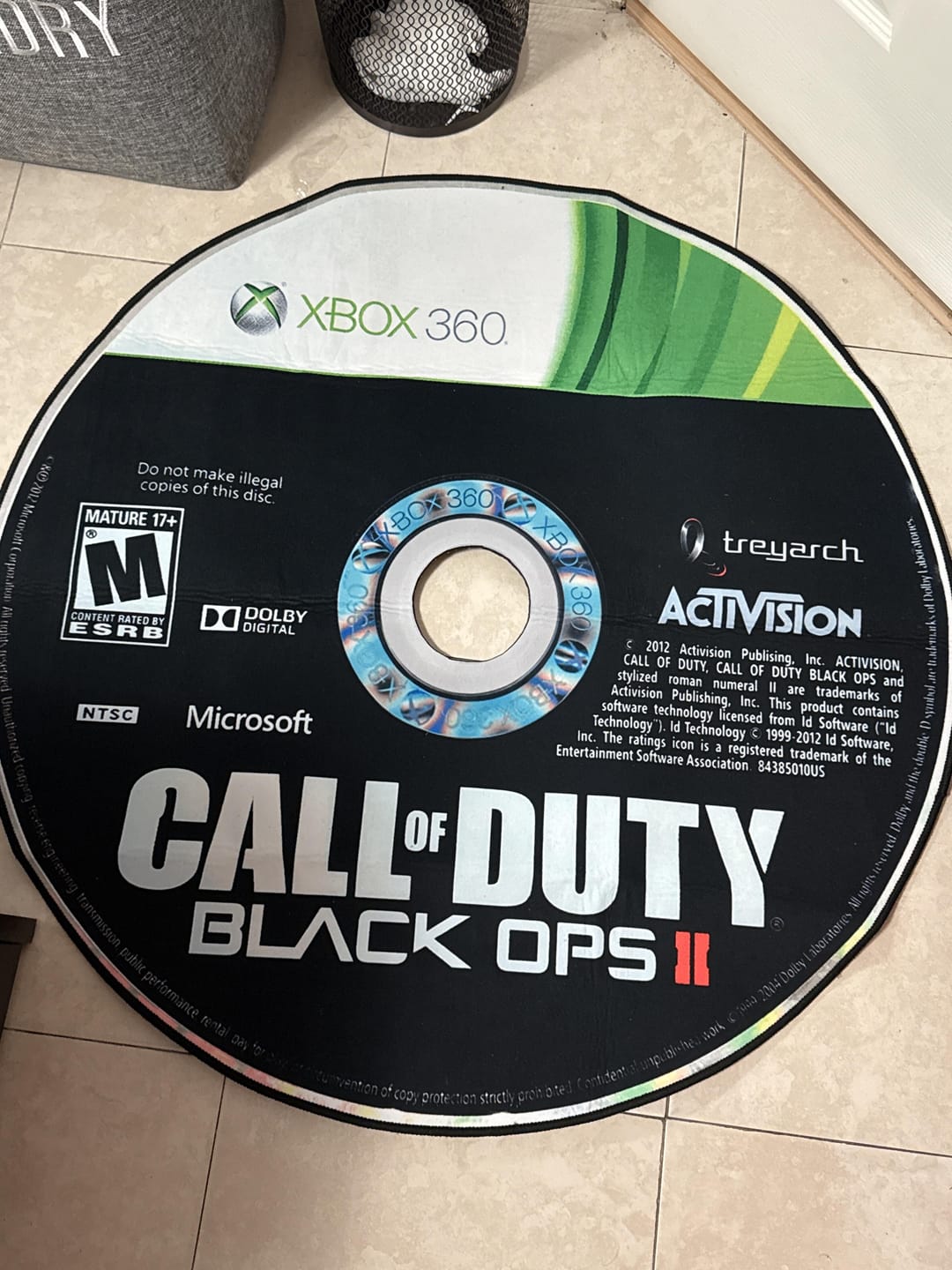 Customer photo review of Call of Duty BO2 Disc Rug – PS3 & Xbox 360 Game Decor