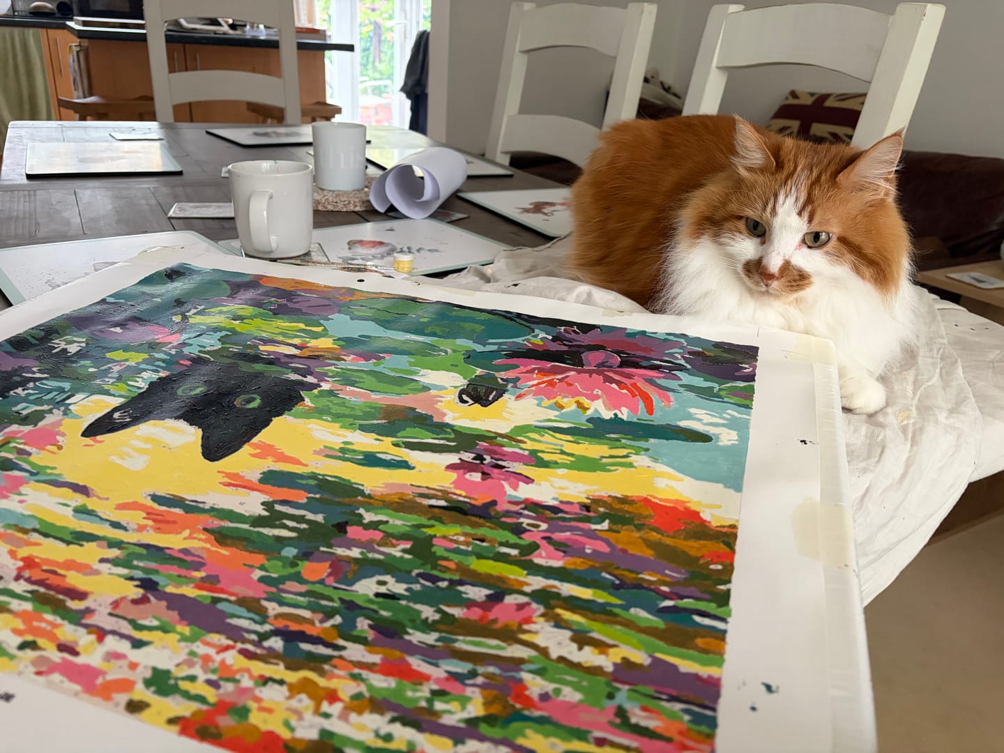 Customer photo review of A Water lilies cat | Paint by Number
