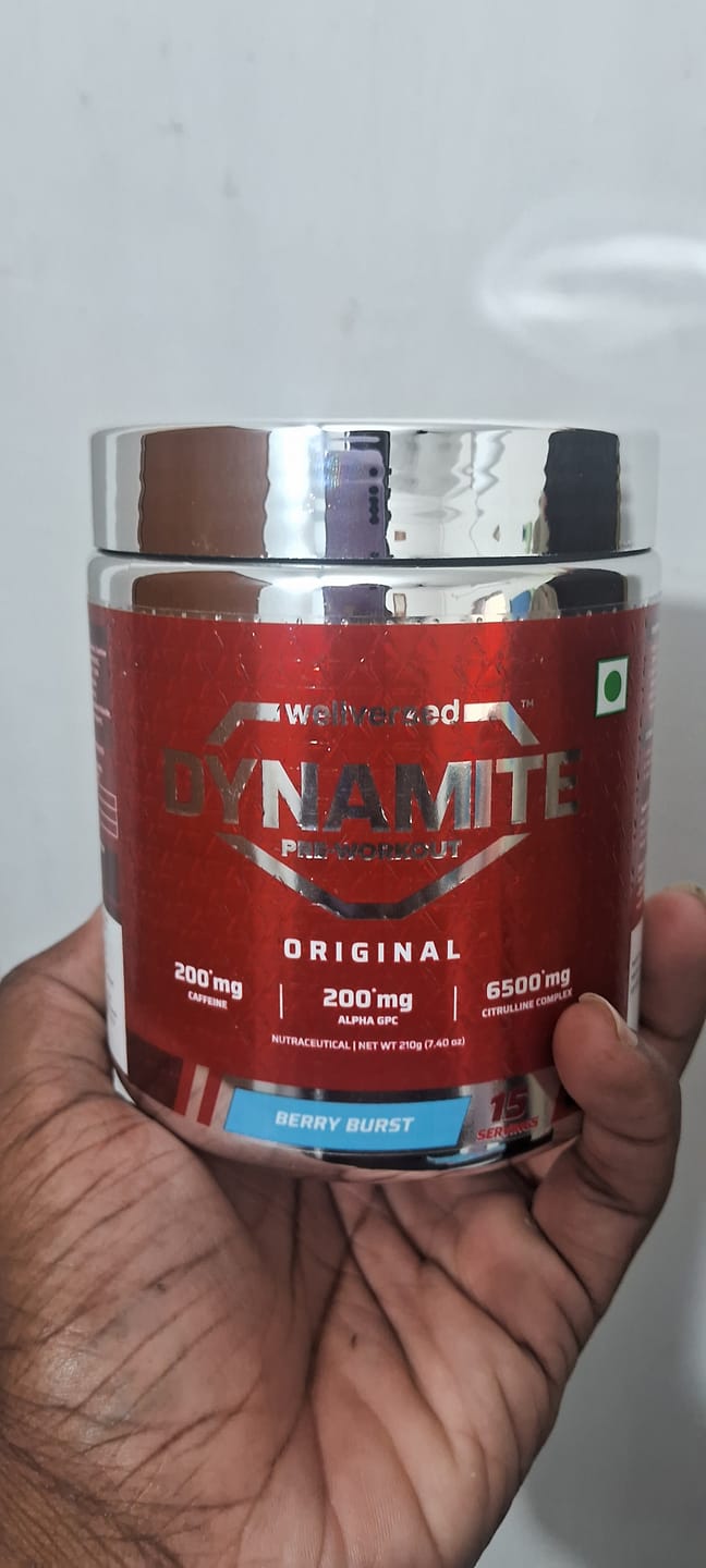 Customer photo review of Dynamite Pre-Workout (210g, 15 Servings) | Berry Burst