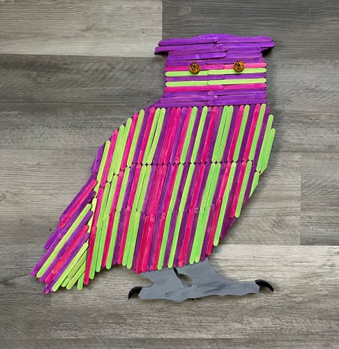 Customer photo review of Unfinished Wood Horned Owl Shape - Craft - up to 46" DIY