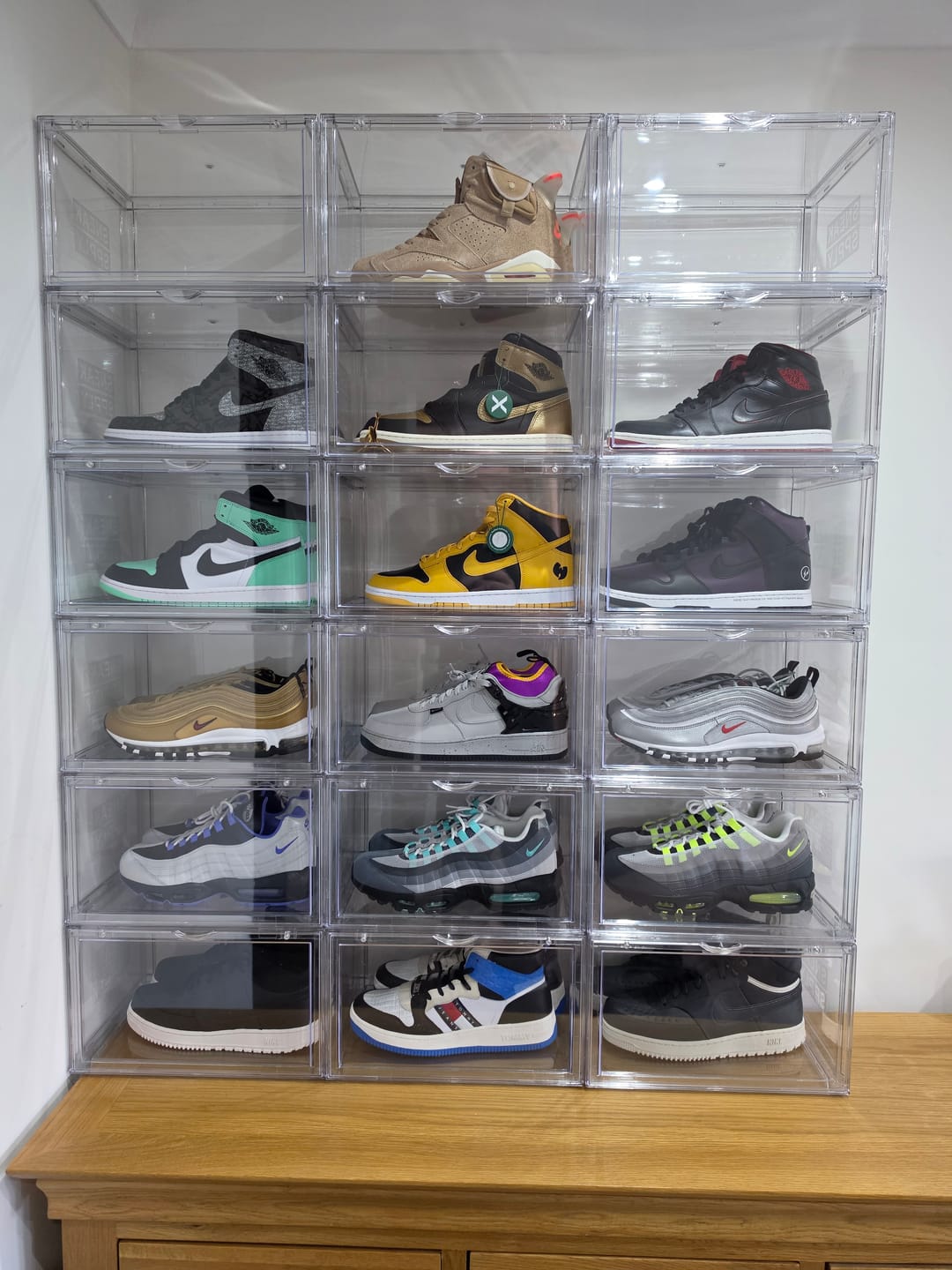 Customer photo review of STACK V1 Sneaker Display Crates - Clear (2 Pack)
