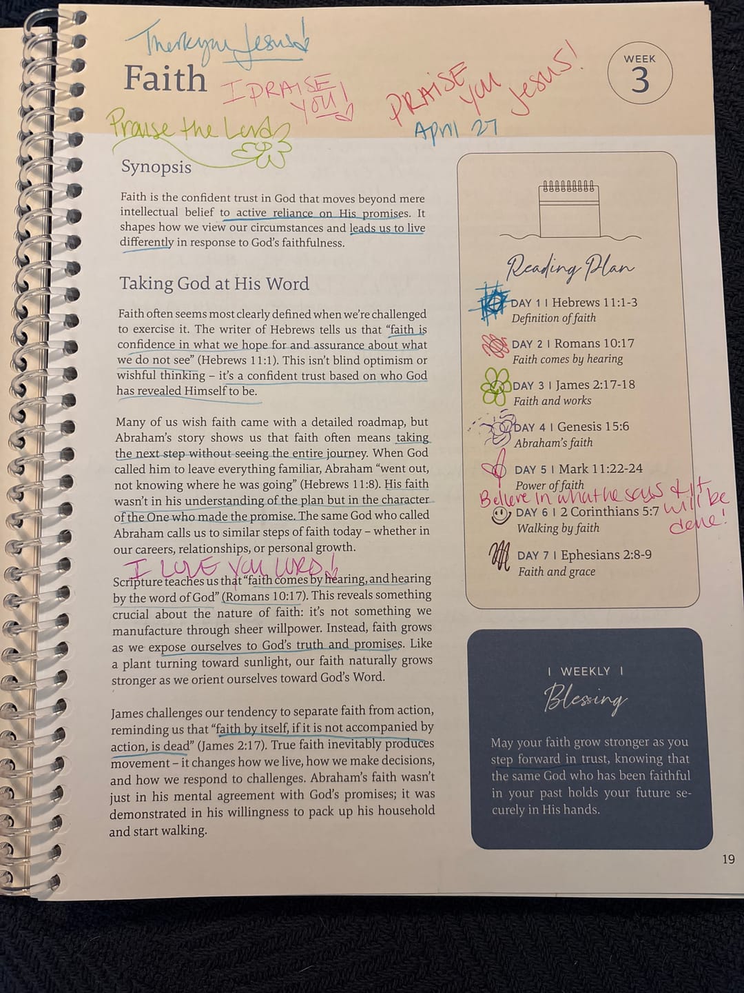 Customer photo review of The Bible In A Year: A 52-Week Journey Through God's Word (Softcover)
