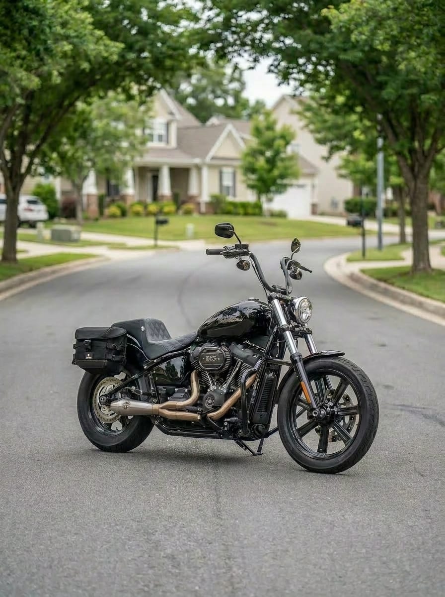 Customer photo review of 20L - Incognito Quick-Mount Small Saddlebags for Harley Softail Street Bob FXBB/S