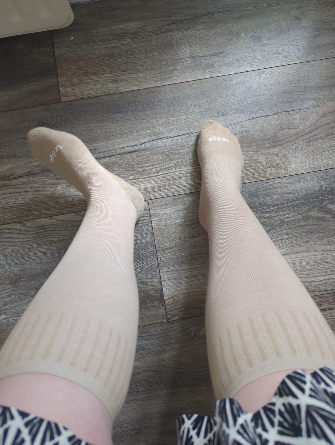 Customer photo review of Essential Compression Socks Warm Taupe