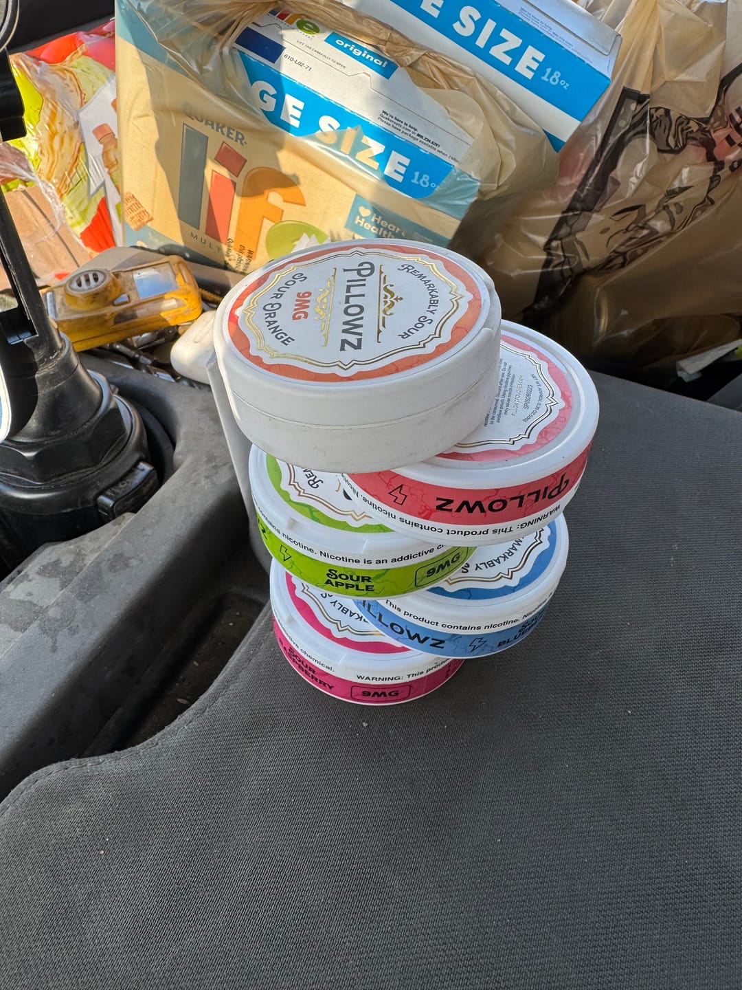 Customer photo review of Sour Pouches 5-Can Multi Flavor Pack