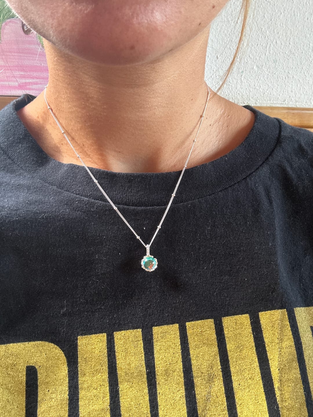 Customer photo review of Mondstein Halskette - Rundschliffanhänger