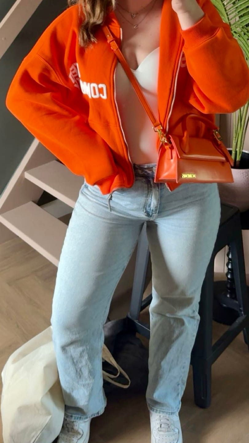 Customer photo review of GATED COMMUNITY ZIP HOODIE ORANGE
