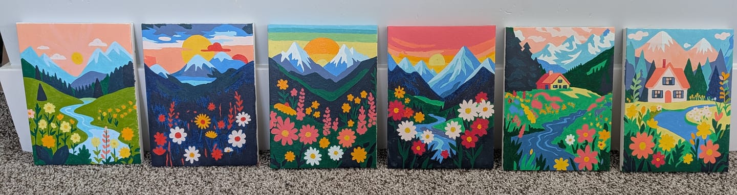 Customer photo review of 6 Mini Paintings - Colorful Landscapes Set