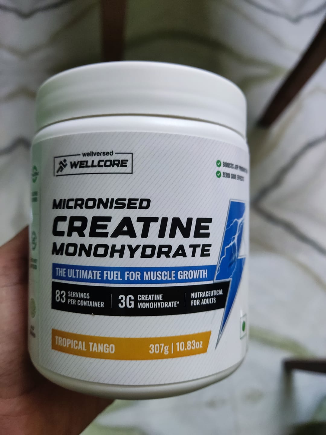 Customer photo review of Wellcore - Micronised Creatine Monohydrate (83 Servings, Tropical Tango) + Premium Steel Shaker