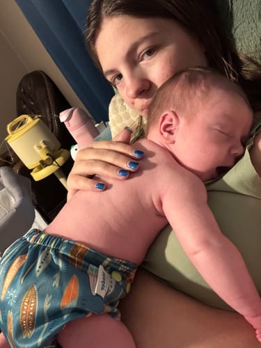Customer photo review of Solid Color: Essentials Pocket Cloth Diaper with Athletic Wicking Jersey, Grows with your Baby