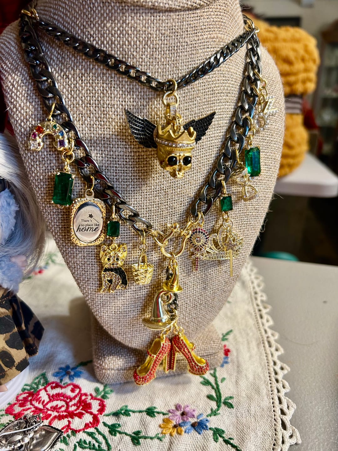 Customer photo review of Custom Carabiner - Toggle -Large Lobster Clasp Necklace- 1-20+ Charms- 18 Karat Plated Gold- Stainless Steel- Custom Length- Back Closure