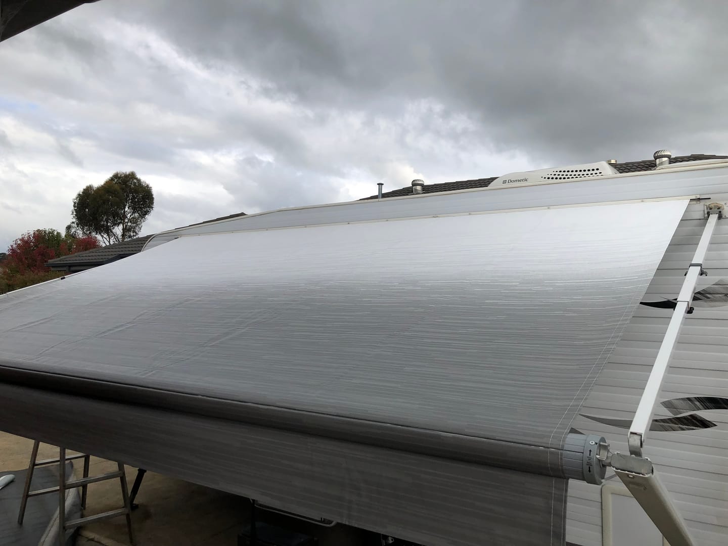 Customer photo review of Awning Replacement Vinyl - Grey Fade WA2006