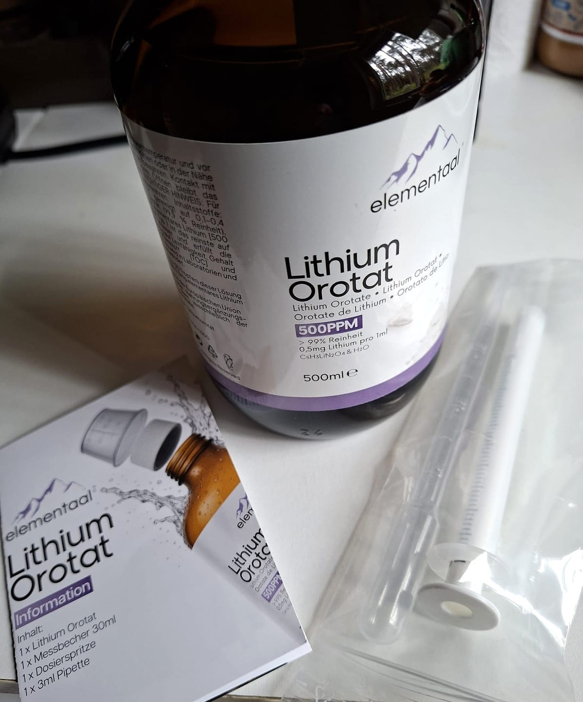 Customer photo review of Elementaal® Lithium Orotat | inkl. Dosierspritze, Messbecher & Pipette