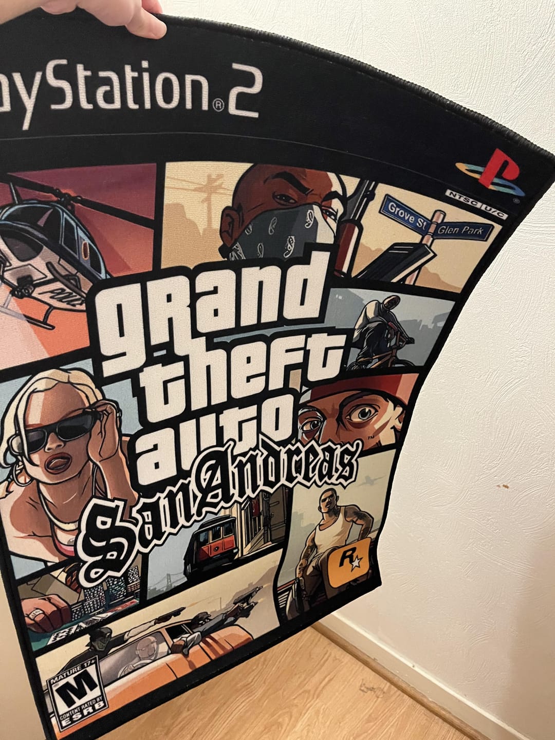 Customer photo review of GTA San Andreas Rug – PS2/Xbox Video Game Cover Art