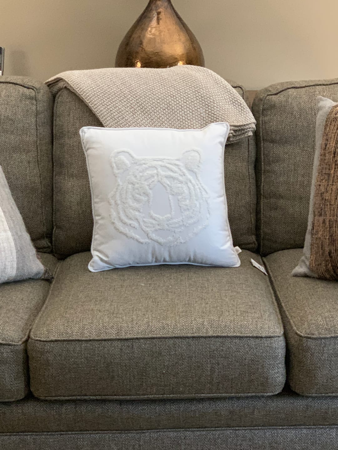 Customer photo review of Tiger Embroidered Pillow