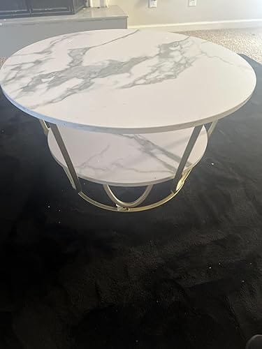 Customer photo review of Round Gold Coffee Table,2 Tier Coffee Tables for Living Room