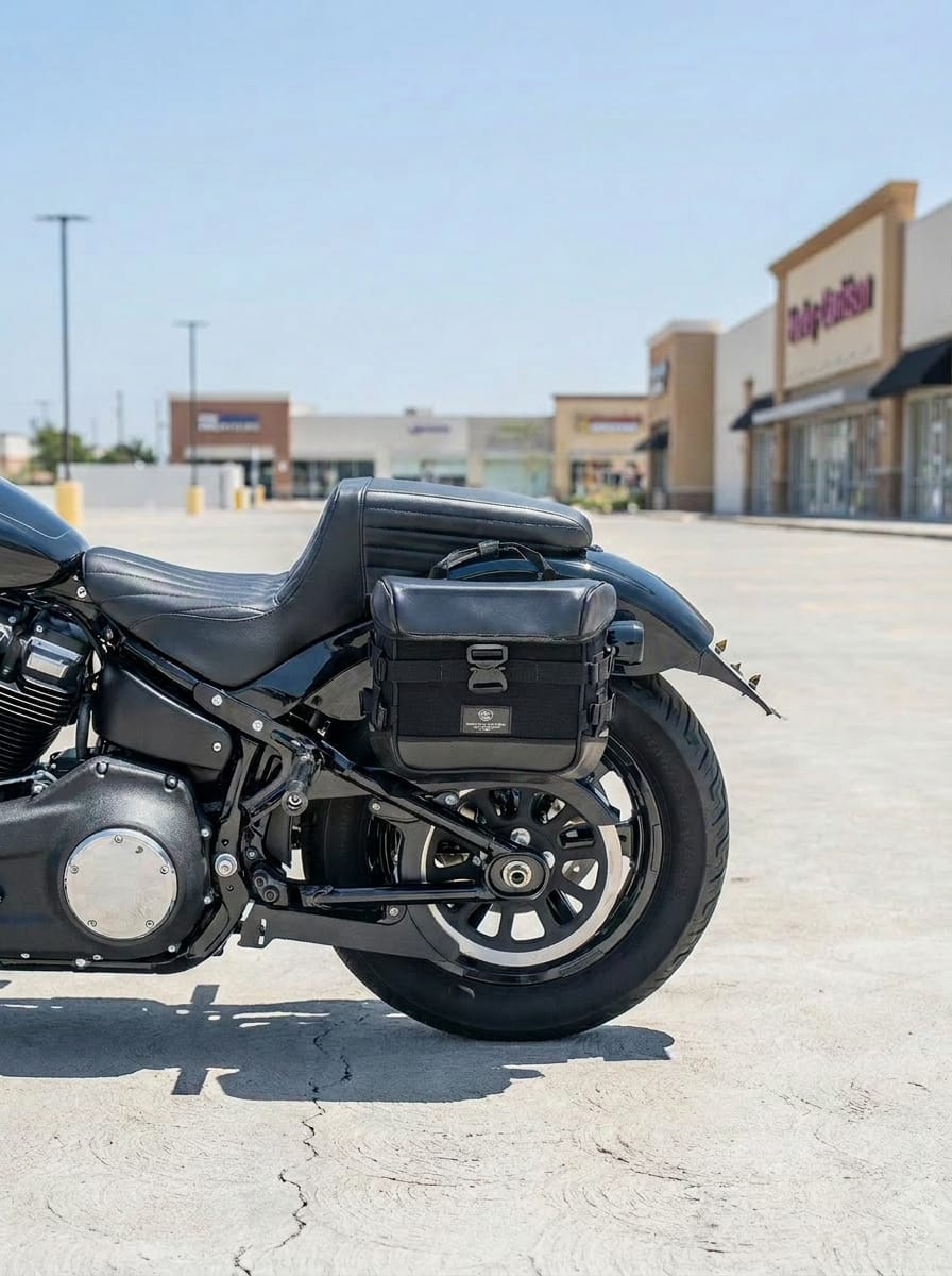 Customer photo review of 20L - Incognito Quick-Mount Small Saddlebags for Harley Softail Street Bob FXBB/S