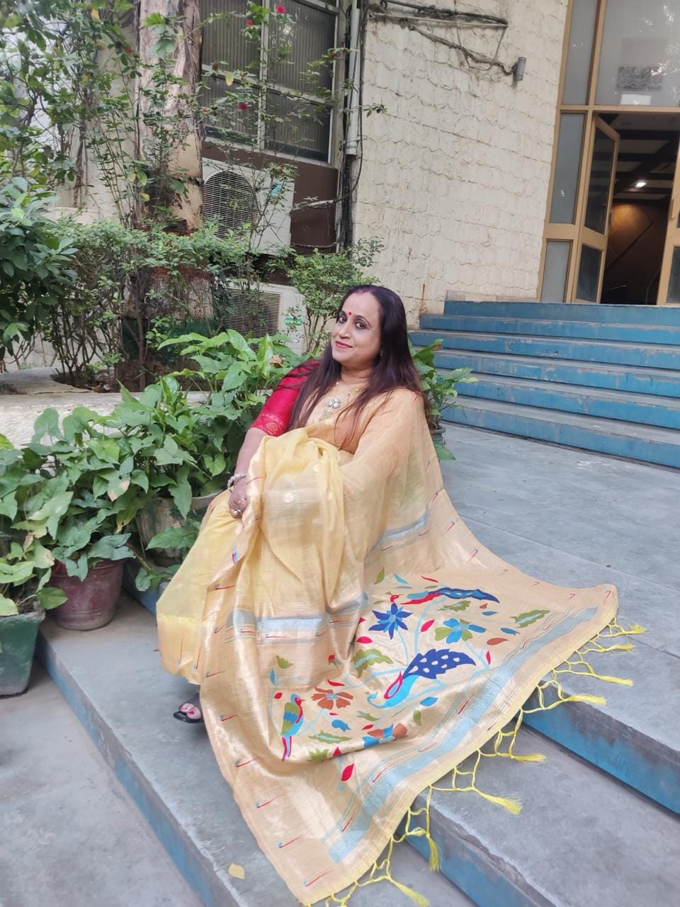 Customer photo review of Strings of Serenity Muga Cotton Saree