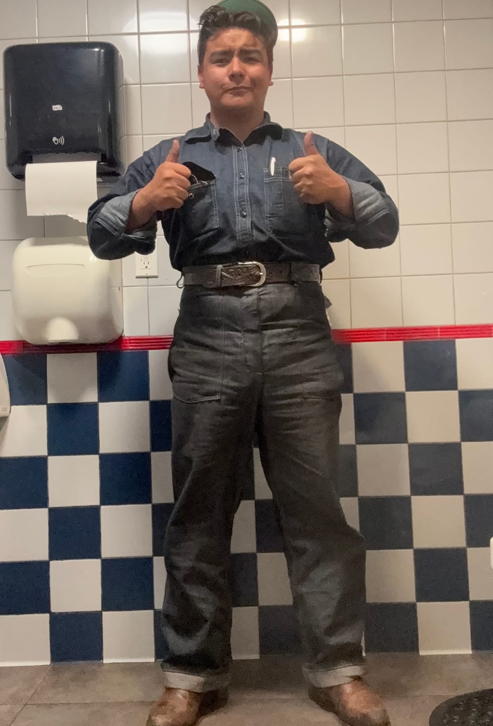 Customer photo review of 1933 Cigarette Pocket Denim Work Shirt