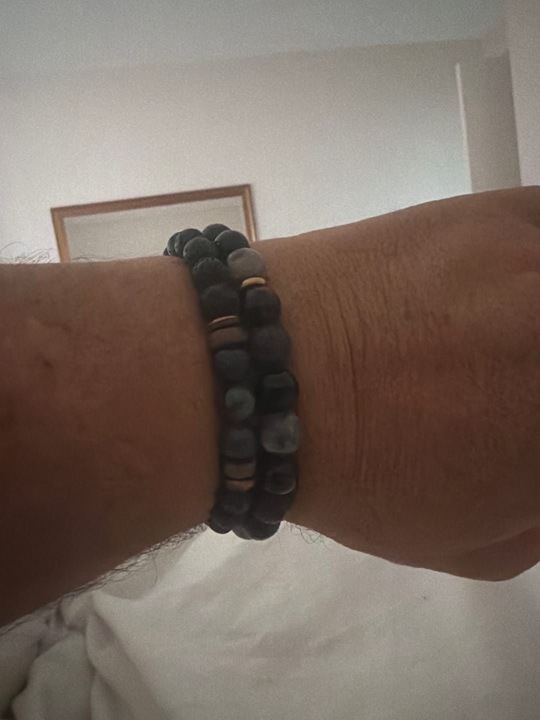 Customer photo review of Buddha Stones Black Obsidian Lava Rock Stone Yin Yang Strength Bracelet