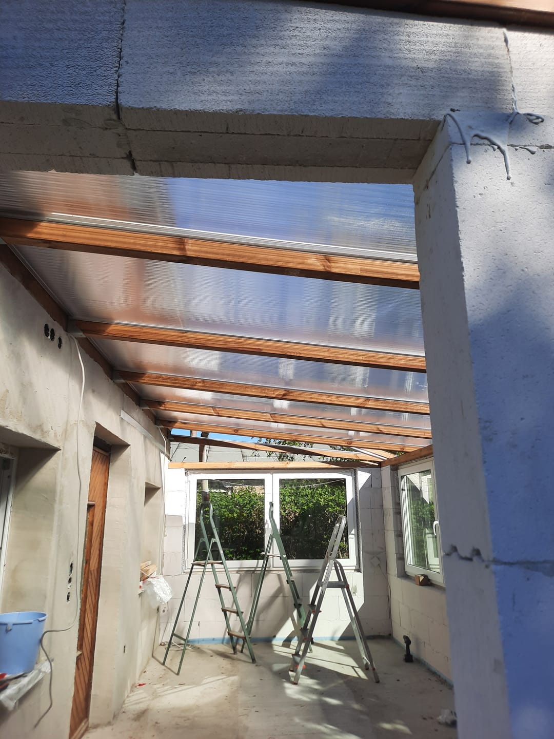 Customer photo review of Dachhaut Alu/Alu mit Polycarbonat Stegplatten 16mm X-Struktur klar