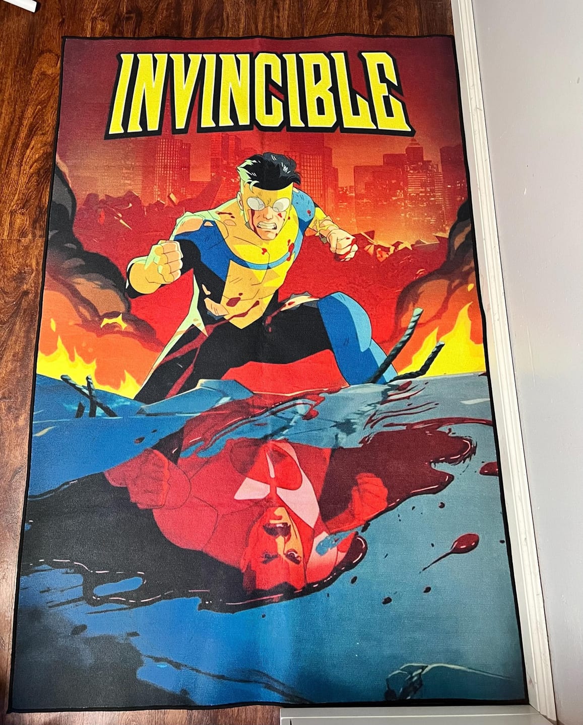 Customer photo review of Invincible Rug – Comics Series Cover Art