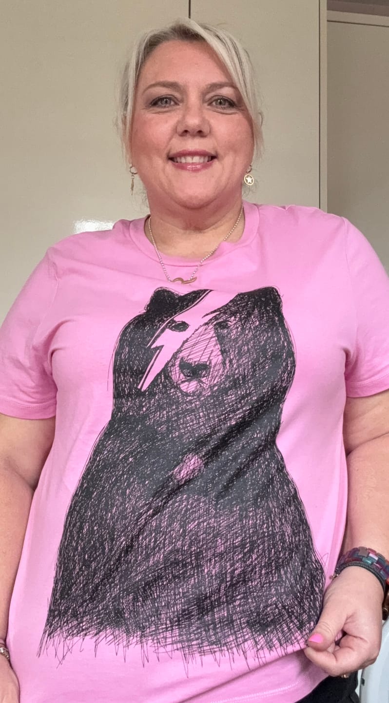Customer photo review of Bowie Bear Women's T-Shirt