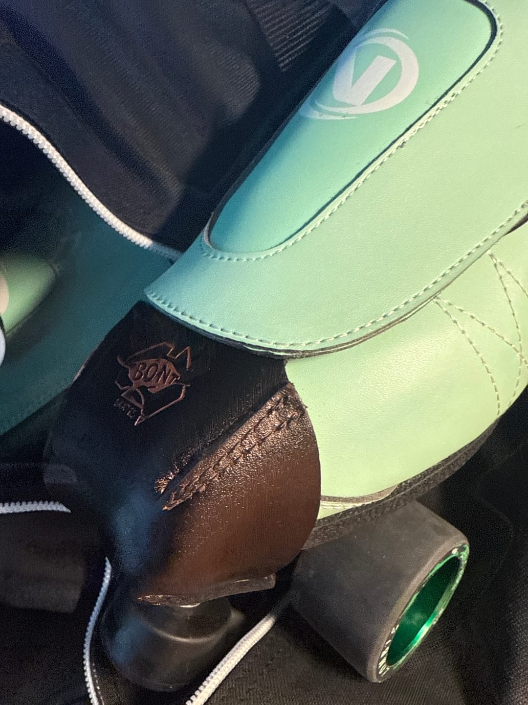 Customer photo review of Stitched Leather Roller Skate Toe Guards Protectors - Brown