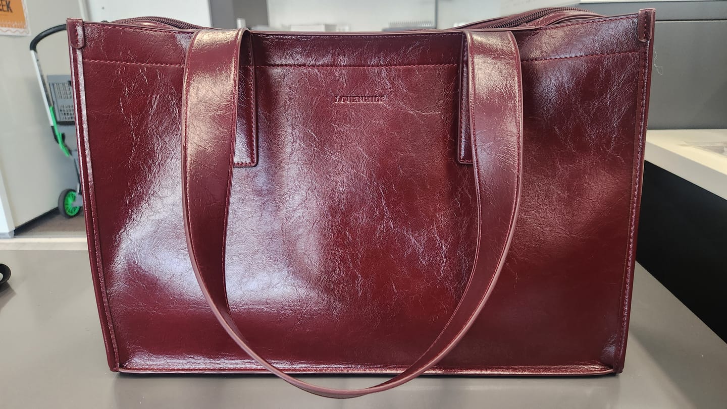 Customer photo review of Riley Tote Bag - Burgundy Patent