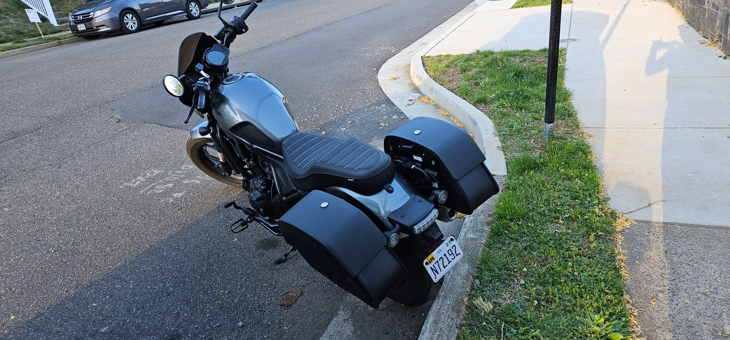 Customer photo review of 28L - Pantheon Medium Quick Mount Honda Rebel 1100 Motorcycle Saddlebags