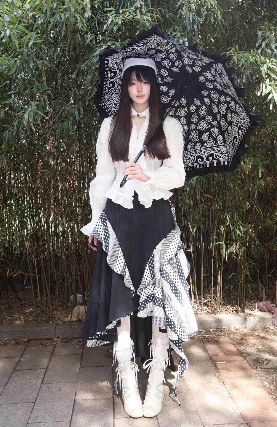 Customer photo review of DOINDULGE Ruffled Structured Gothic Shirt