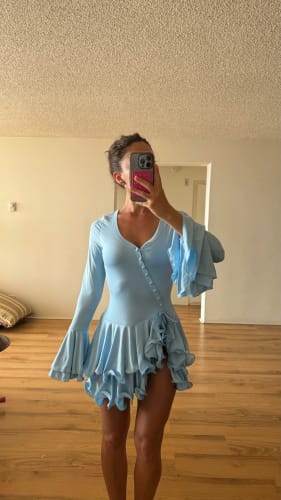 Customer photo review of Asymmetrical button dress