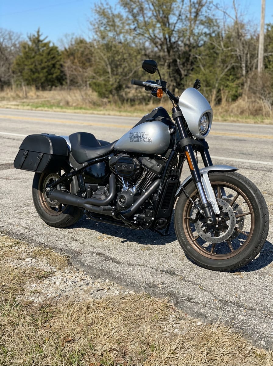 Customer photo review of 28L - Baelor Medium Quick Mount Motorcycle Saddlebags For Harley Softail Low Rider S FXLRS