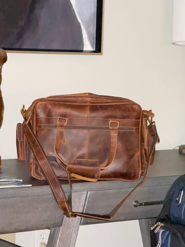 Customer photo review of Vintage Buffalo Business Briefcase Bag
