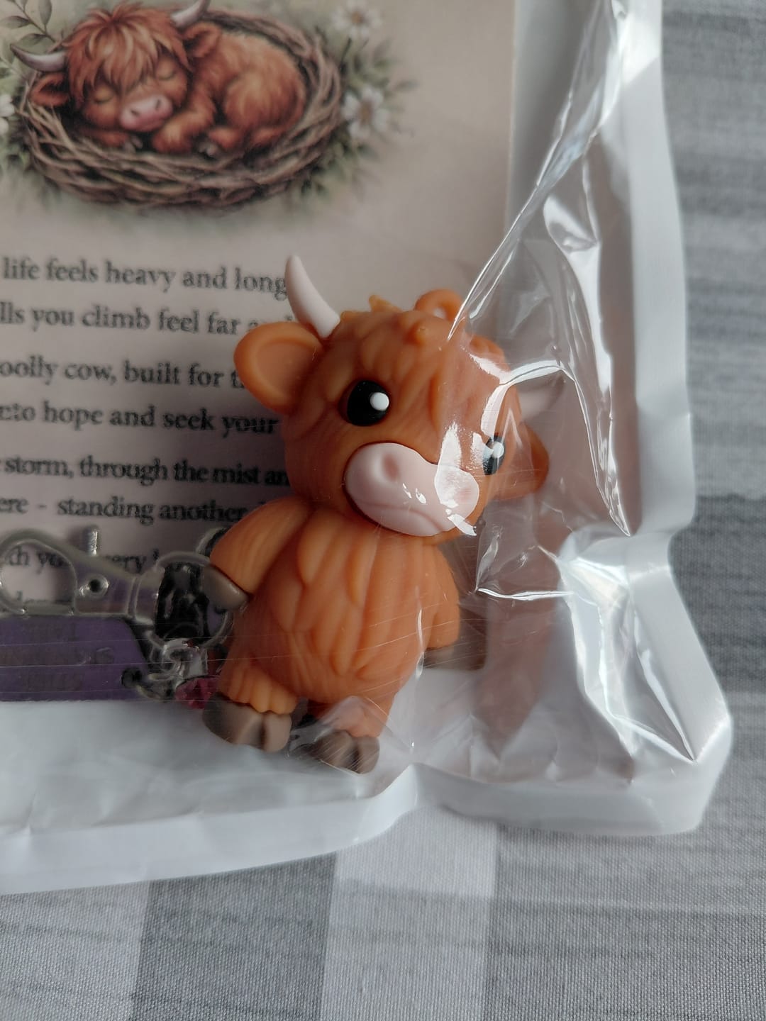 Customer photo review of 🐮A Little Highland Cow For You Keychain: Your Daily Reminder of Quiet Strength