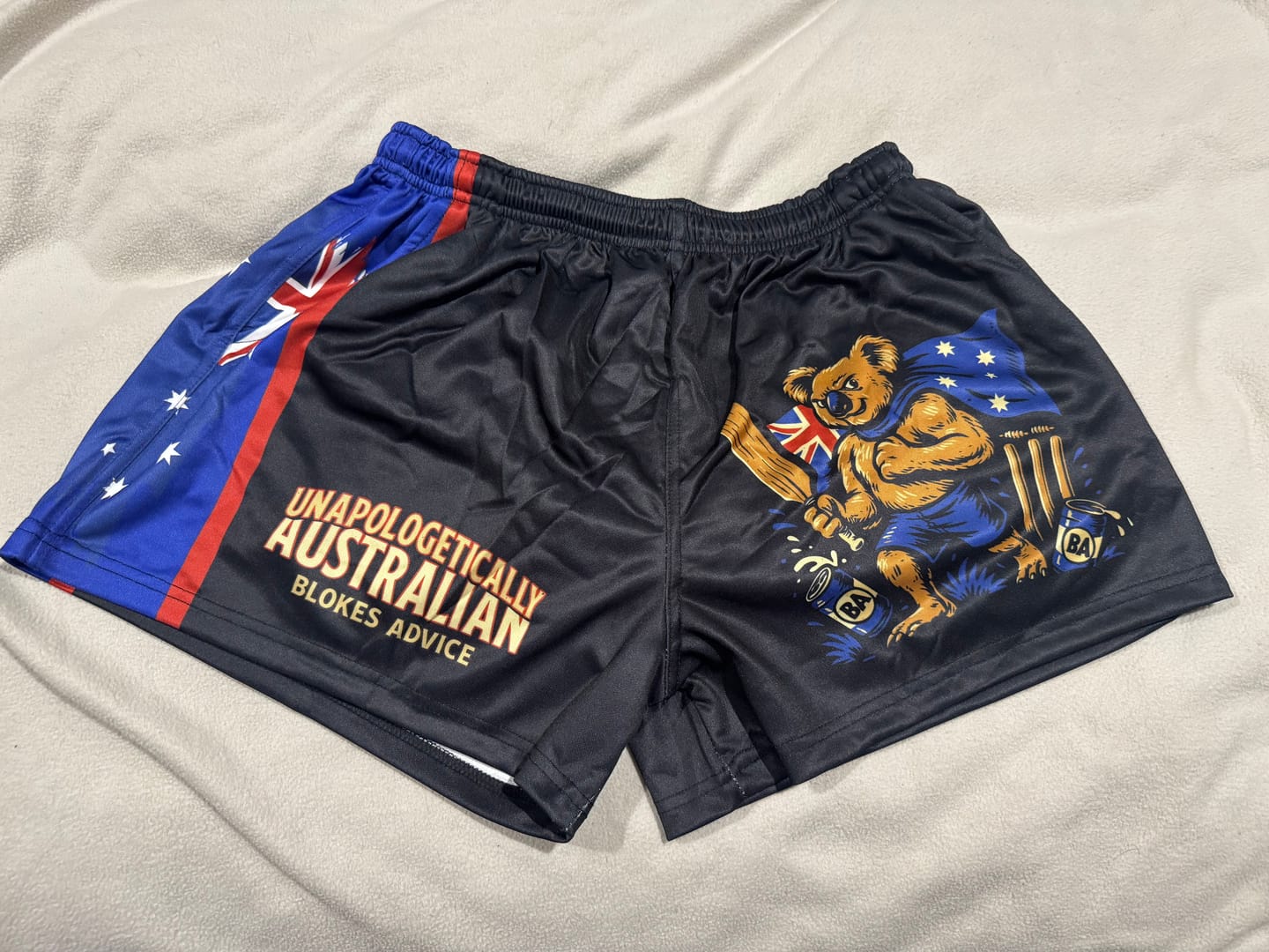 Customer photo review of Aussie As Footy Shorts