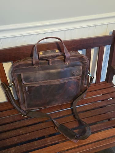 Customer photo review of Crazy Horse Handmade Buffalo Leather Briefcase