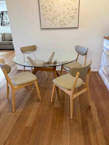 Customer photo review of Elva Leatherette Dining Chair in Natural/Clay