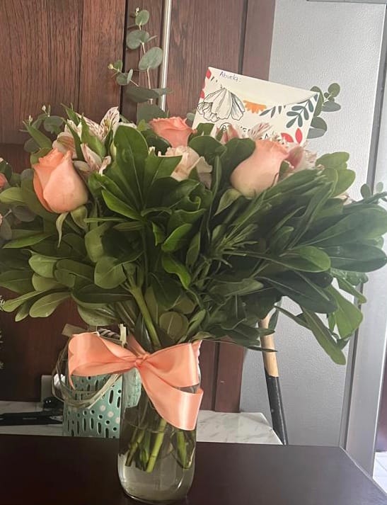 Customer photo review of Campo Rosa // Clavel Rosa, Rosa Rosa y Perrito Blanco