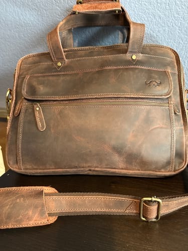 Customer photo review of Crazy Horse Handmade Buffalo Leather Briefcase
