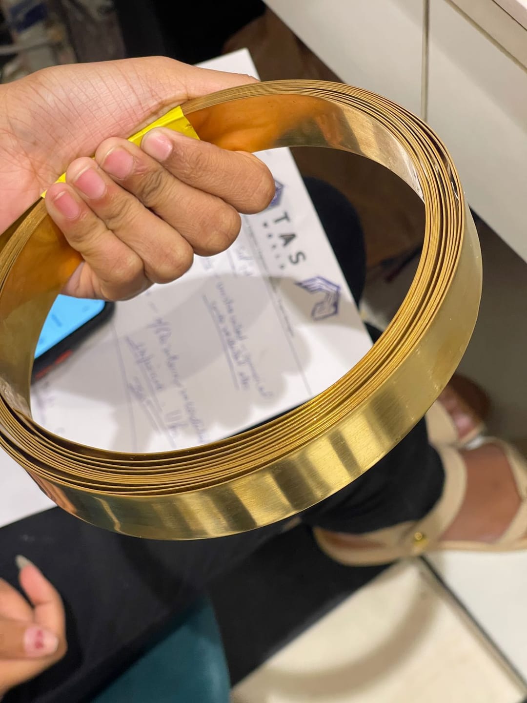 Customer photo review of Pure Brass Metal Strip – Vastu Remedy for South-West Cut & Earth Element Stability | Ideal for Floors, Walls & Structural Defects | 0.5 & 1 mm Thickness | 8-100 Ft Lengths