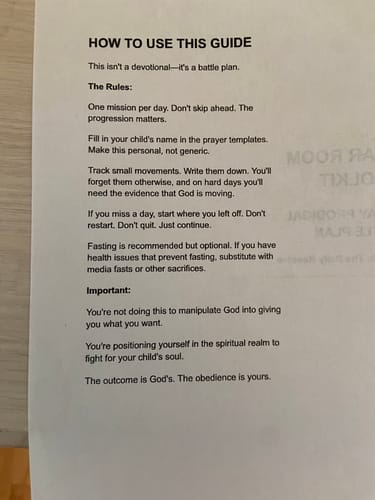 Customer photo review of Bonus #4: The 40-Day Prodigal Battle Plan (Structured daily warfare guide)