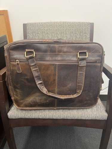 Customer photo review of Vintage Buffalo Business Briefcase Bag