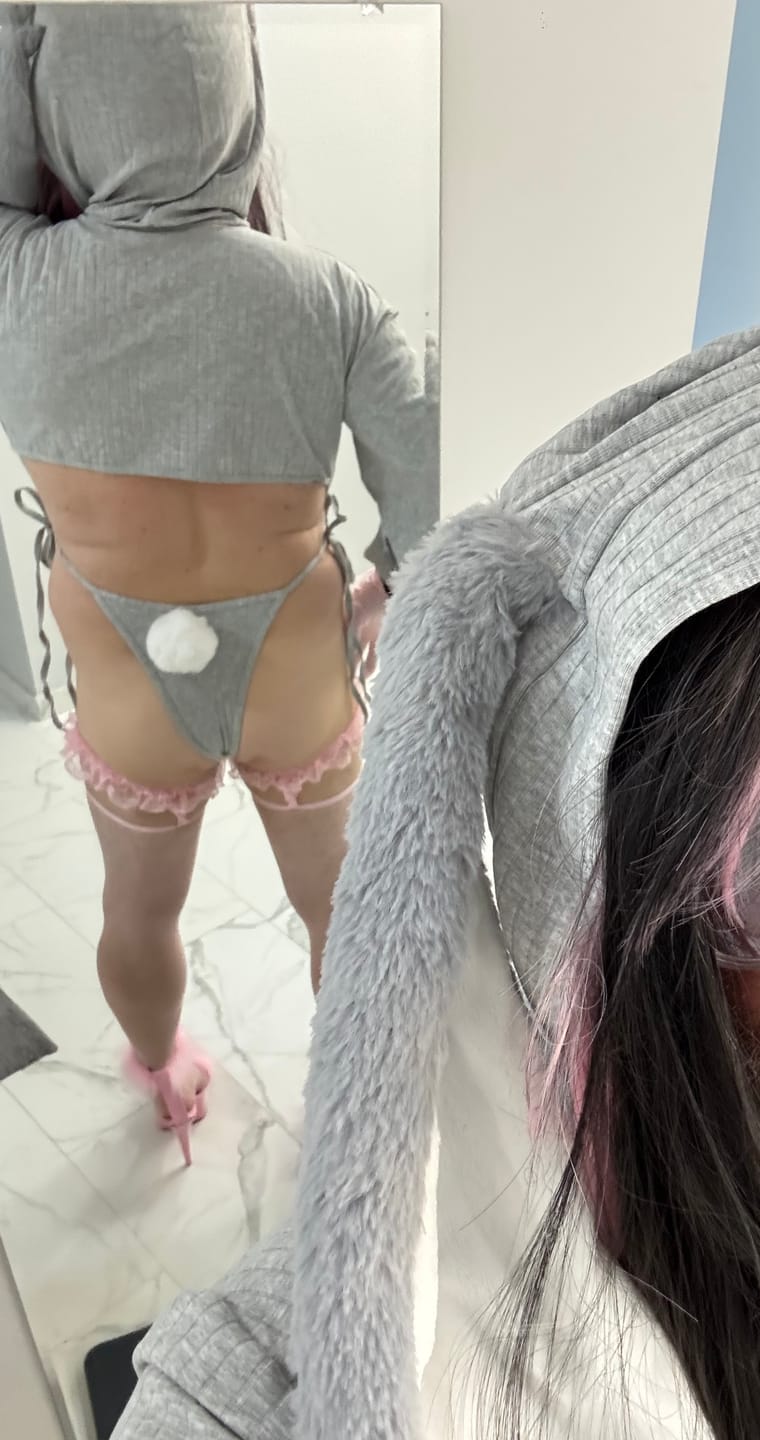 Customer photo review of Grey Bunny Ear Hoodie Bodysuit MG06