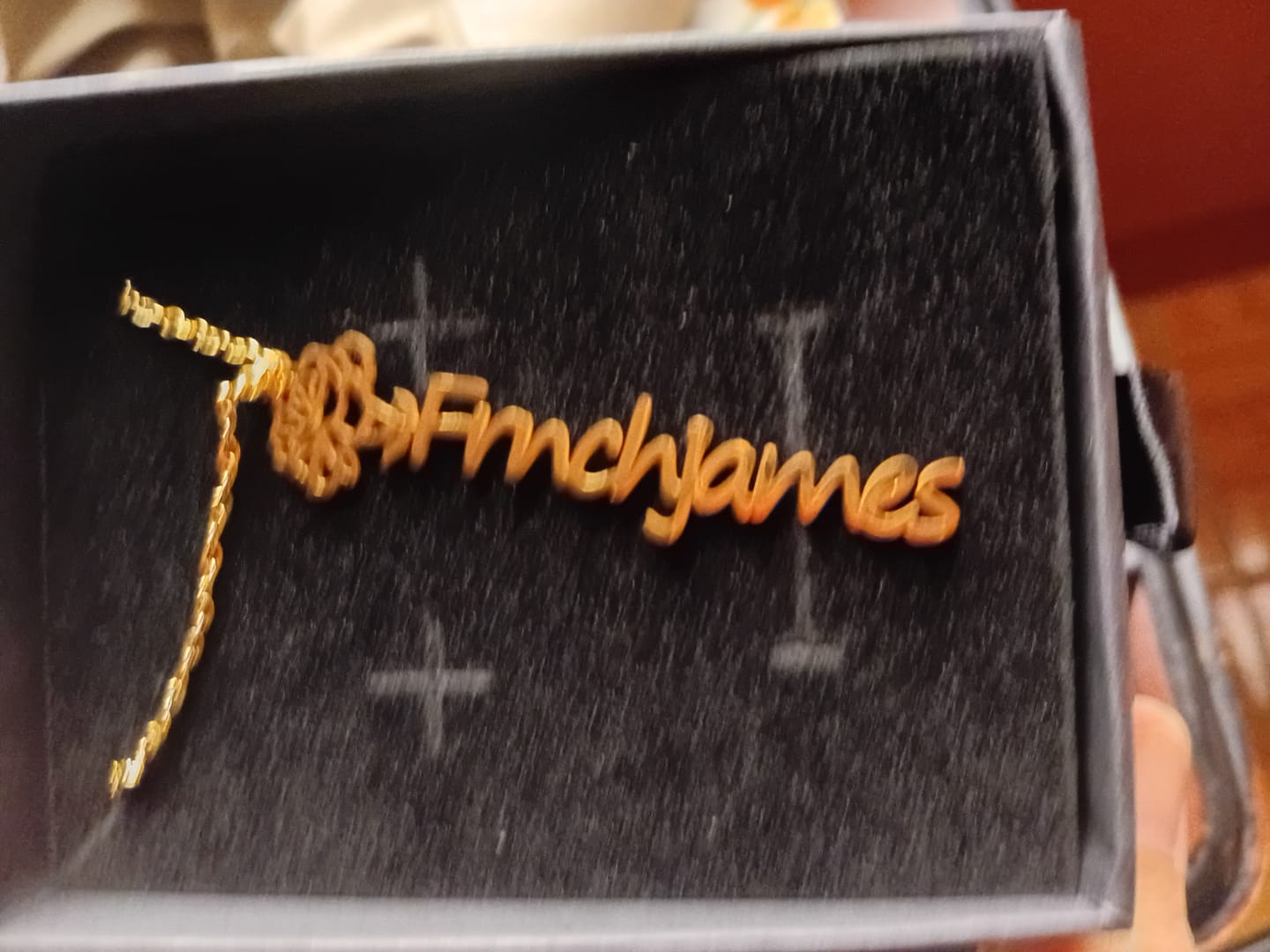 Customer photo review of Script-MT Name Necklace