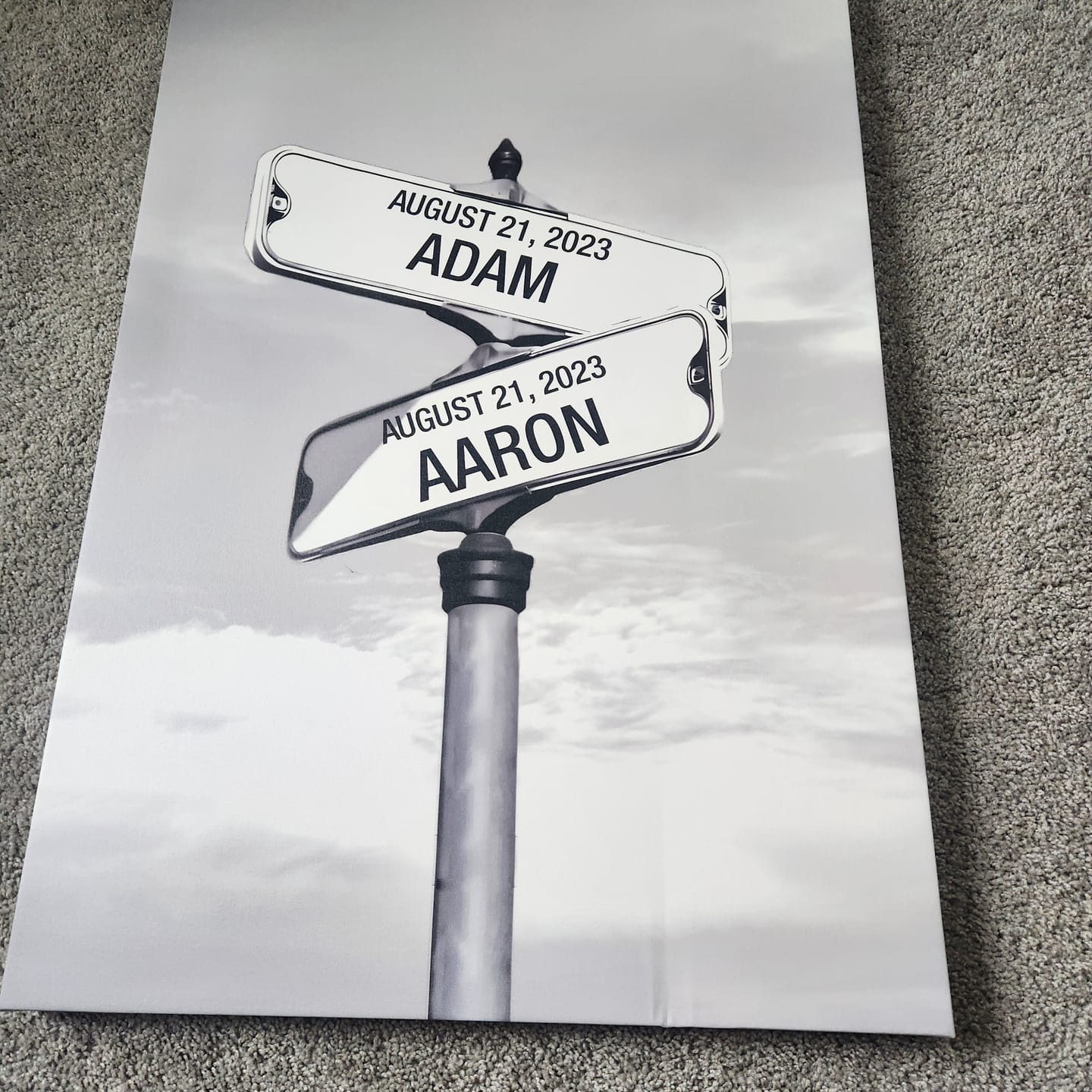 Customer photo review of My Street Sign Custom Children Names Personalized Canvas Print