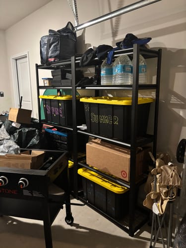 Customer photo review of REIBII 35.5" W x 72" H Metal Shelving, 2500 LBS Adjustable Storage Shelves for Garage, Basement, Kitchen and Pantry