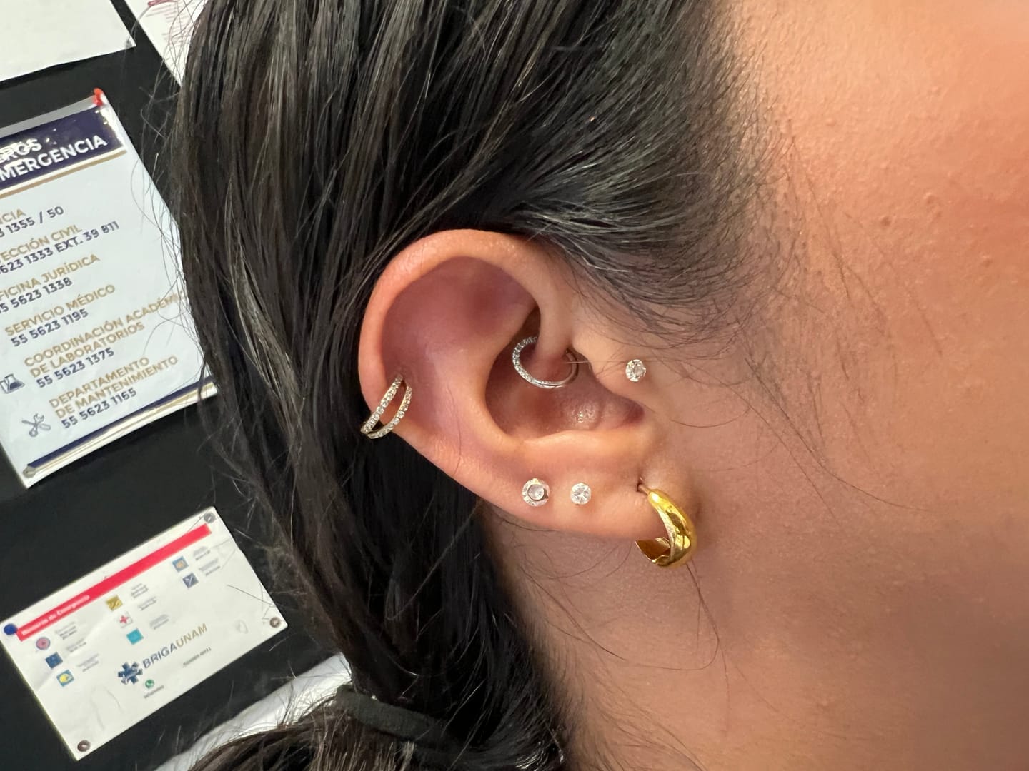 Customer photo review of Piercing Aro Clicker Doble Zirconias Titanio