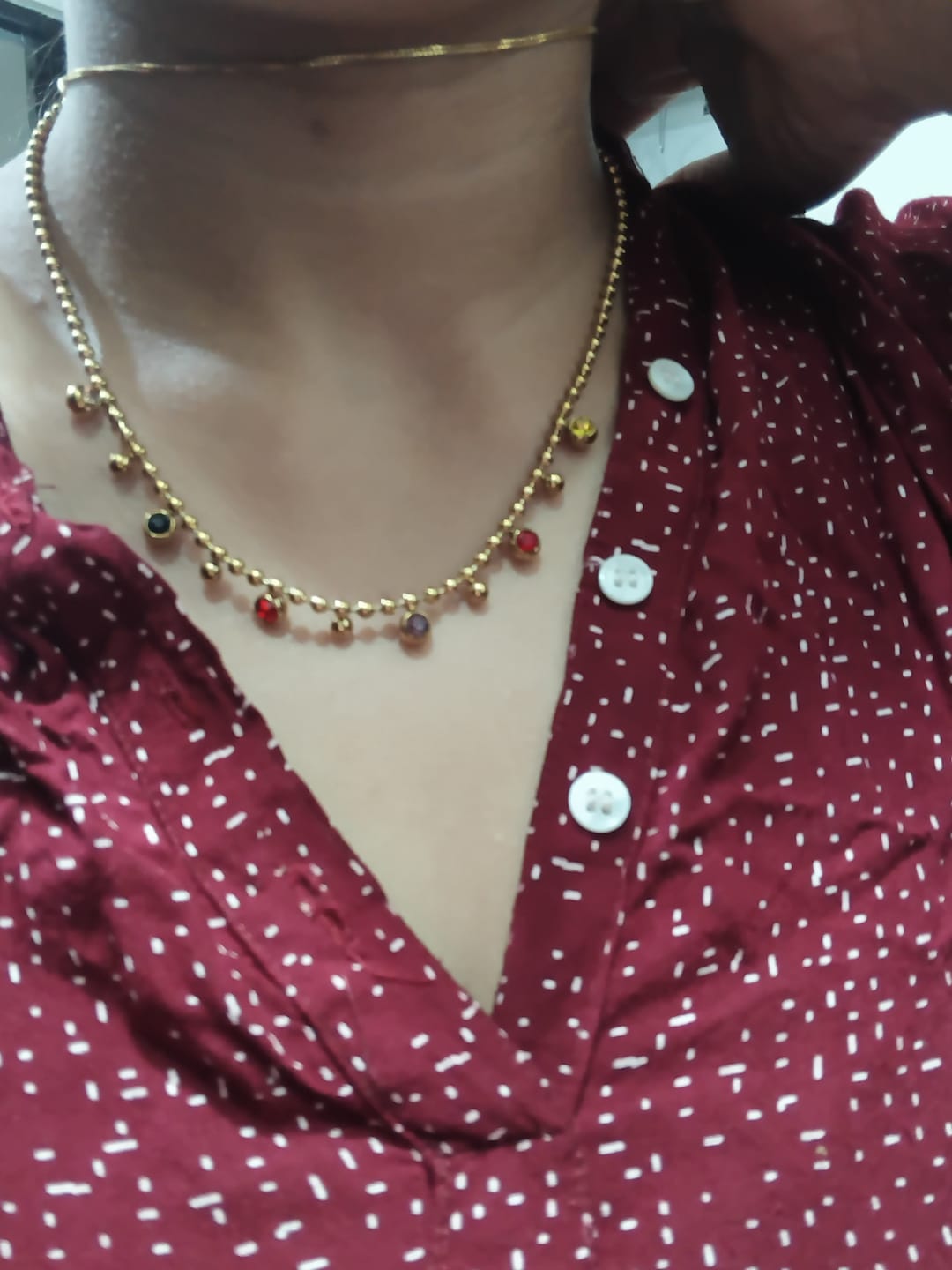 Customer photo review of Jewel Cascade Beaded Necklace