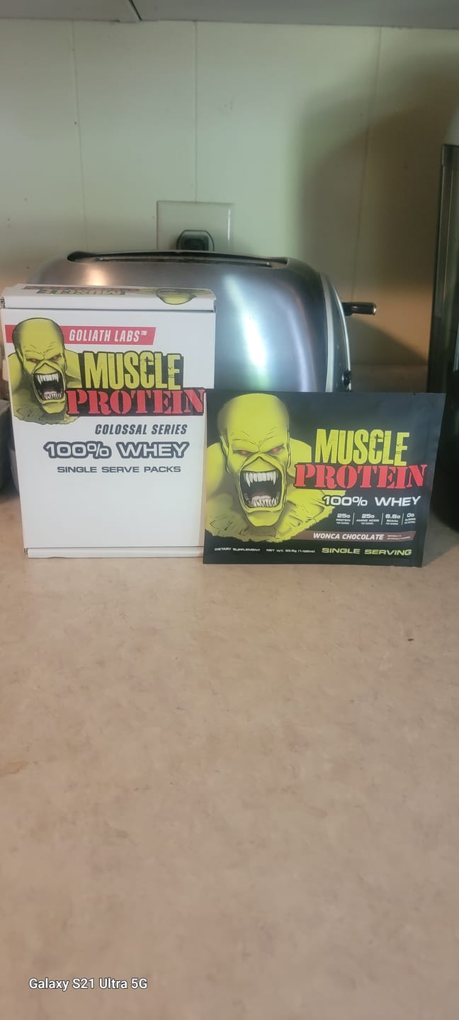Customer photo review of Whey Protein Powder Travel Single Serving